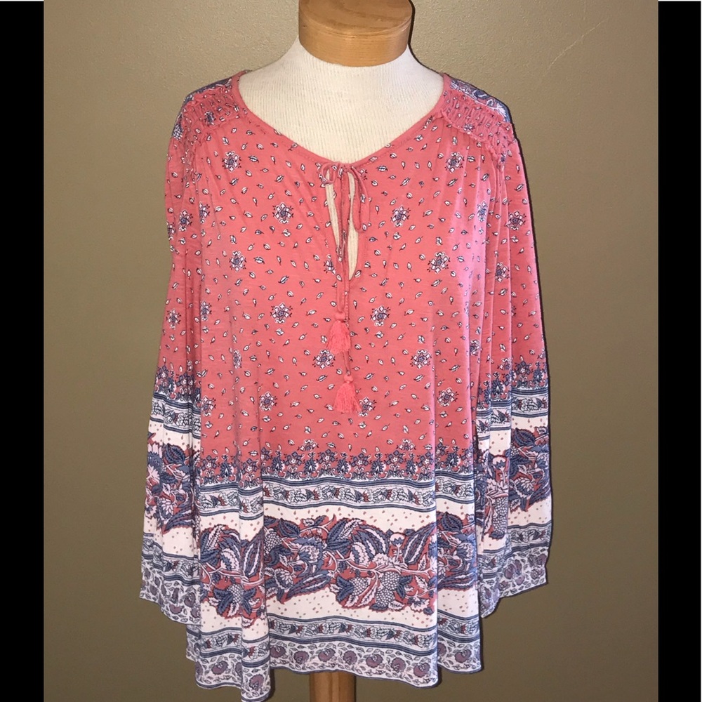 NWT Lucky Long sleeve peasant top M